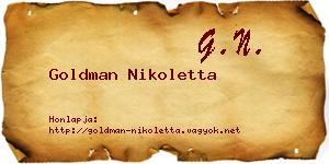 Goldman Nikoletta névjegykártya